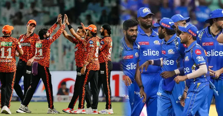 সানরাইজার্স হায়দ্রাবাদ ও মুম্বাই ইন্ডিয়ান্সের খেলোয়াড়দের উদযাপনের মুহূর্ত
